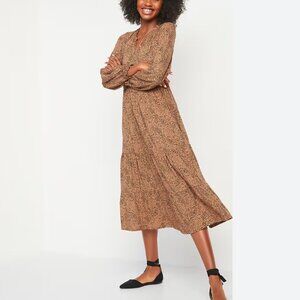 Printed Tiered Midi Swing Dress